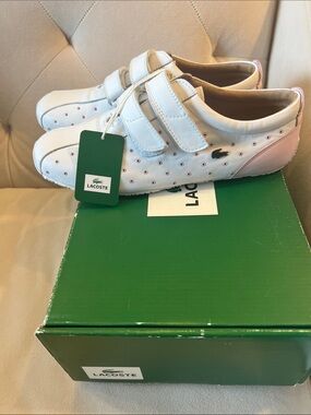 NWT Lacoste Ladies White Sneakers with Light Pink Accents